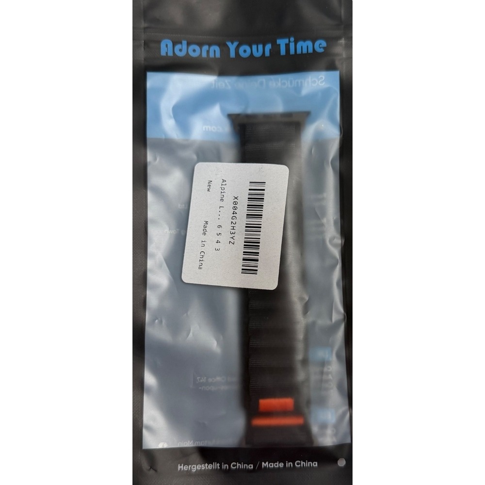 Alpine Loop Style Apple Watch Band Black Orange Nylon 44mm 45mm 49mm NEW - Picture 5 of 5